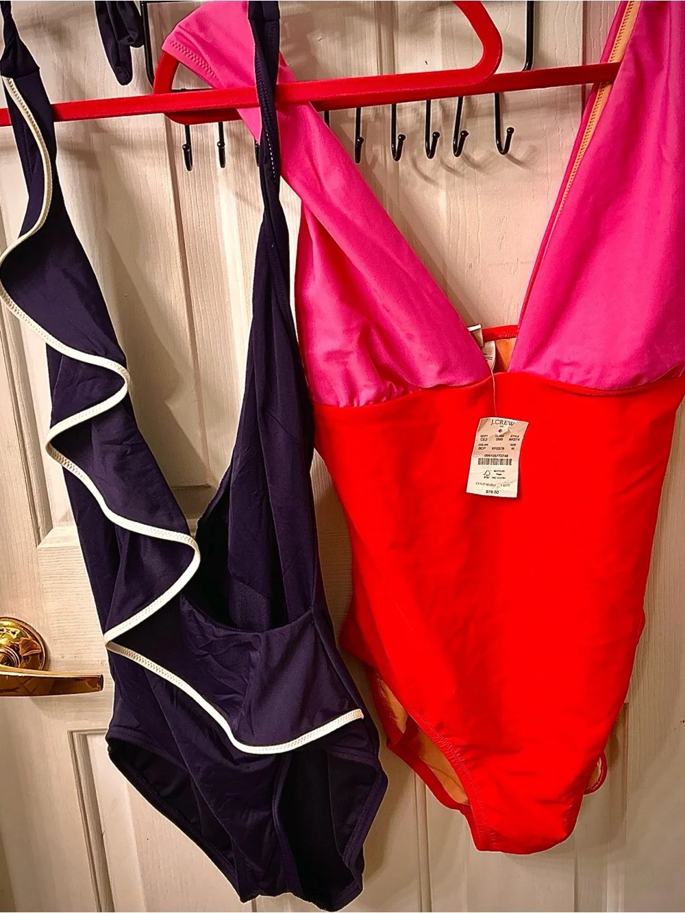 1-piece NWT Bundle! navy/whtW:8, Carmen Mark volvo,Pink/red J.Crew W: SzM.Swim!